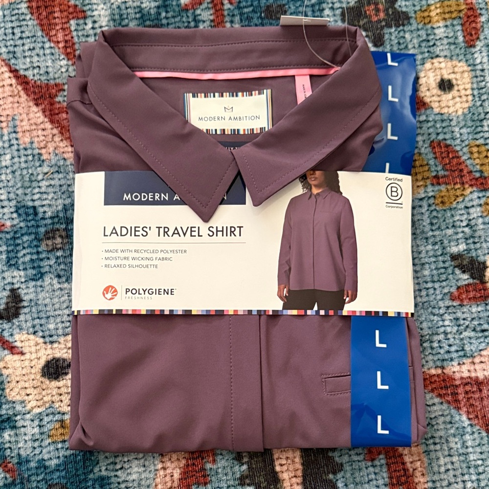 NWT • modern ambition • vintage violet ladies’ travel shirt